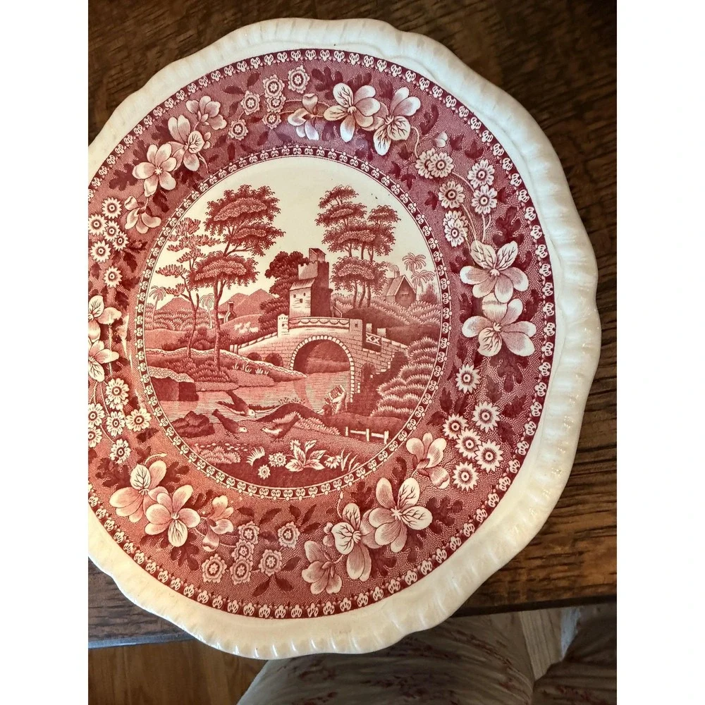 Vintage Copeland Spode Spode's Tower Plate Red Transferware Scenic England
